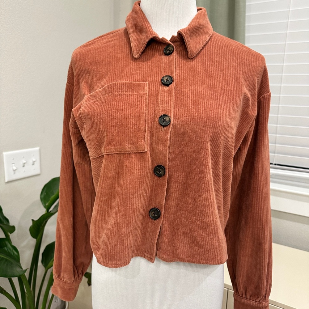 Madewell Rust Corduroy Button-Up Long Sleeve Shirt